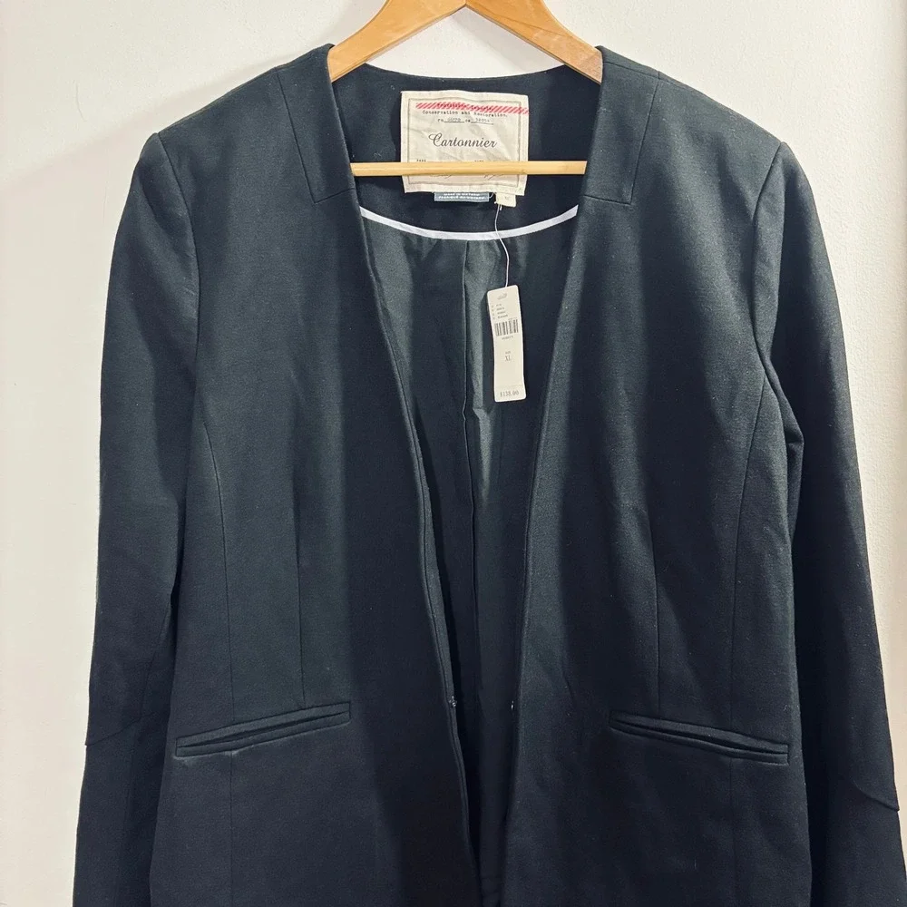 Anthropologie‎ Cartonnier Women's Black Blazer Bell Sleeves Eye-Hook Closure XL